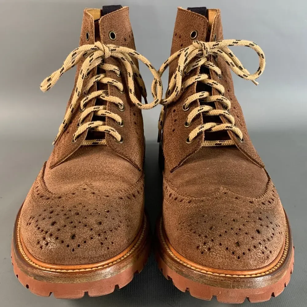 BRUNELLO CUCINELLI Size 10 Brown Wingtip Leather Boots